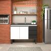 Gabinete de Aço Para Pia 120cm 2 Portas 3 Gavetas Netuno Cozimax Branco/Preto