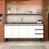 Gabinete de Aço Para Pia 200cm 4 Portas 3 Gavetas Netuno Cozimax Branco