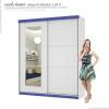Guarda Roupa Caribe Com Espelho Mirarack Branco/Azul