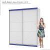 Guarda Roupa 2 Portas Correr Caribe Mirarack Branco/Azul