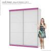 Guarda Roupa 2 Portas Correr Caribe Mirarack Branco/Rosa