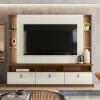 Estante Home Para TV 70 Polegadas 207cm Bilbao Lukaliam Cedro/Off White Perolizado