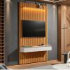 Home Suspenso Ripado Pequeno Com LED 139cm Para TV 42" Colorado EDN Cedro/Off White