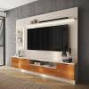 Estante Home + 1 Torre Sala 225cm Para TV 75 Pol Atenas Lukaliam Off White/Jequitiba