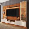 Estante Home Com Torre e Cristaleira 270cm TV 75 Pol Atenas Lukaliam Jequitiba/Off White