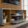 Rack Painel Home Ripado TV 75 Polegadas 183cm Dakar Lukaliam Freijo/Cinza Perolizado