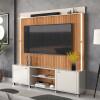 Estante Home Sala 183cm Com LED TV 75 Pol Florença Lukaliam Off White/Jequitiba Ripado 3D