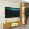 Home Com Cristaleira Para TV 65 Pol Com LED 191cm Luminare Gelius Off White/Naturale