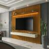 Home Ripado Para TV 75 Polegadas Com LED 184x250 Nobre Gelius Naturale/Off White