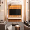 Home Painel Ripado TV 75 Com LED Sala 184cm Trevi 1.9 EDN Cedro/Cedro Off White