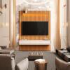 Home Painel Ripado TV 75 Com LED Sala 184cm Trevi 1.9 EDN Cedro/Off White