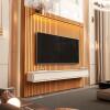 Home Painel Ripado TV 85 Com LED Sala 230cm Trevi 2.3 EDN Cedro/Off White