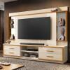 Home Para Sala 240cm TV 75 Polegadas 4 Gavetas Movie EAX Móveis Off White/Cedro