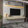 Home Ripado Para TV 85 Polegadas Com LED 230x250 Nobre Gelius Branco/Off White