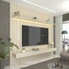 Home Painel Ripado 3D TV 75 Pol  224cm x 250cm Com LED Requinte Gelius Off White