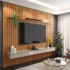 Home Painel Ripado 250x184cm Para TV 75 Supremo 1.8 Patrimar Cinamomo/Off White