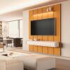 Home Painel Suspenso 180cm Para TV 75¨ Gavetas LED Liv 1.8 EDN Cedro/Off White
