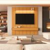 Home Painel Suspenso 220cm Para TV 85¨ Gavetas LED Liv 2.2 EDN Cedro