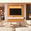 Home Painel Suspenso 220cm Para TV 85¨ Gavetas LED Liv 2.2 Cedro/Off White