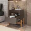 Mesa de Cabeceira 1 Gaveta 1 Nicho 52cm x 58cm Antares Casa D Cinza