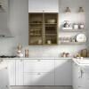 Módulo Armário Aéreo 68x70x56cm 2 Portas Vidro Reflecta Cozinha Modulada Robel Branco
