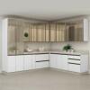 Módulo Armário Aéreo Canto L 88x76x34cm Vidro Reflecta 100% MDF Cozinha Provence Robel Branco
