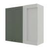 Módulo Armário Aéreo Canto Reto 88x100x34cm 100% MDF Cozinha Provence Robel Branco/Salvia Matte