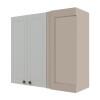 Módulo Armário Aéreo Canto Reto 88x100x34cm 100% MDF Cozinha Provence Robel Fendi/Branco Matte