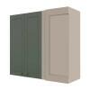 Módulo Armário Aéreo Canto Reto 88x100x34cm 100% MDF Cozinha Provence Robel Fendi/Salvia Matte