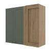 Módulo Armário Aéreo Canto Reto 88x100x34cm 100% MDF Cozinha Provence Robel Hanover/Salvia Matte