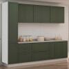 Módulo Paneleiro 208x40x56cm 2 Portas 100% MDF Cozinha Provence Robel Branco/Salvia Matte