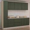 Módulo Paneleiro 208x40x56cm 2 Portas 100% MDF Cozinha Provence Robel Fendi/Salvia Matte