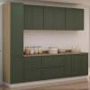 Módulo Paneleiro 208x40x56cm 2 Portas 100% MDF Cozinha Provence Robel Hanover/Salvia Matte