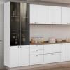 Módulo Paneleiro 208x70x56cm 4P Com Vidro Reflecta Cozinha Provence Robel Branco/Branco Matte