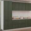 Módulo Paneleiro 208x70x56cm 4 Portas 100% MDF Cozinha Provence Robel Branco/Salvia Matte