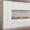 Módulo Paneleiro 208x70x56cm 4 Portas 100% MDF Cozinha Provence Robel Fendi/Branco Matte