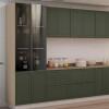 Módulo Paneleiro 208x70x56cm 4P Com Vidro Reflecta Cozinha Provence Robel Fendi/Salvia Matte