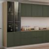 Módulo Paneleiro 208x70x56cm 4P Com Vidro Reflecta Cozinha Provence Robel Hanover/Salvia Matte