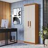 Organizador Multiuso Quarto Sala Escritório 2 Portas 204x70cm Delta Lukaliam Amendoa/Off White