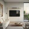Painel Para TV 75 Polegadas 186x180cm Frisado Atlas Lukaliam Off White