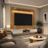 Painel Évora para TV 75” com Bancada Atlas 180cm Lukaliam Jequitiba Ripado 3D/Off White
