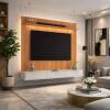 Painel Évora para TV 75” com Bancada Bali 180cm Lukaliam Jequitiba/Off White