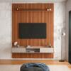 Painel Frisado 191x250cm Oslo Para TV 75 Bancada Atlas Lukaliam Jequitiba/Off White