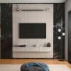 Painel Frisado 191x250cm Oslo Para TV 75 Bancada Bali Lukaliam Off White
