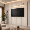 Painel Ripado Moderno Para TV 85¨ Com LED 220cm Lumi 2.2 EDN Off White