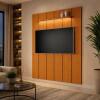 Painel Ripado Moderno Para TV 75¨ Com LED 180cm Lumi 1.8 EDN Cedro