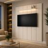 Painel Ripado Moderno Para TV 75¨ Com LED 180cm Lumi 1.8 EDN Off White