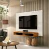 Painel Pequeno Para TV 43 Polegadas 120cm Fox EDN Off White/Cedro