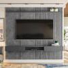 Painel Ripado 225cm Para TV 75 Polegadas Bless 2.3 Lukaliam Cimento Queimado