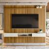 Painel Ripado 225cm Para TV 75 Polegadas Bless 2.3 Lukaliam Freijo/Off White